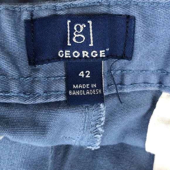 George Mens Shorts Size 42 Lot Of Two Casual Summer Chino Classic Khaki Tan Blue - Picture 6 of 16